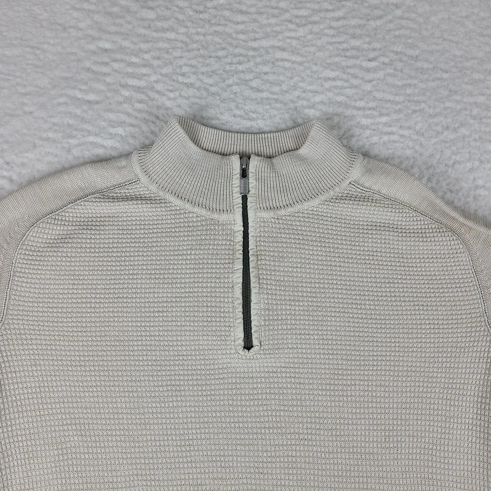Tommy Bahama Sweater Mens Large Beige‎ Knitted Quarter Zip Sweatshirt